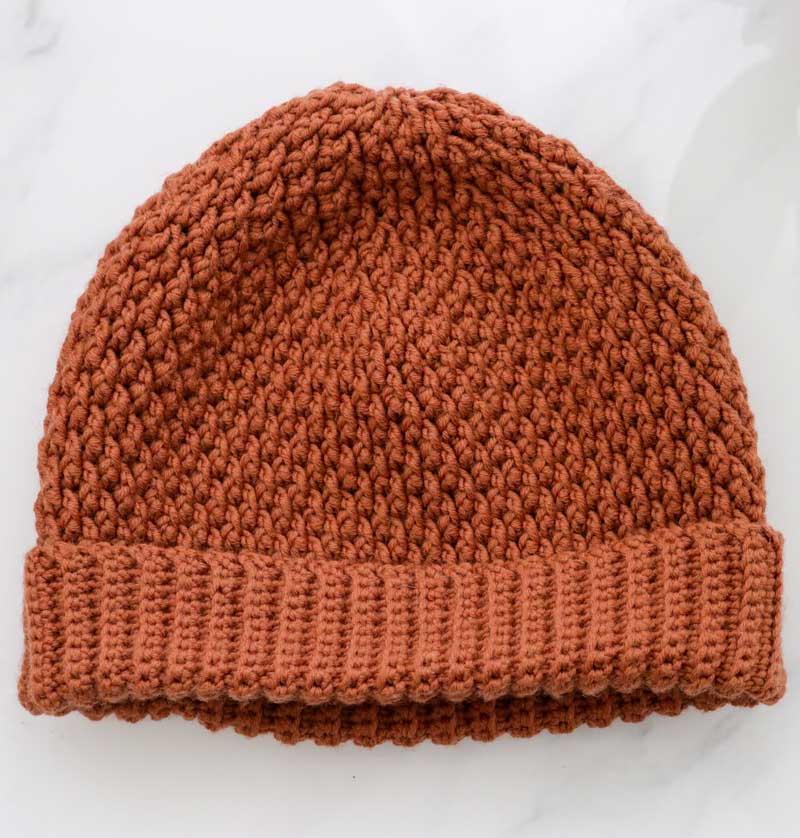 crochet beanie in brown color
